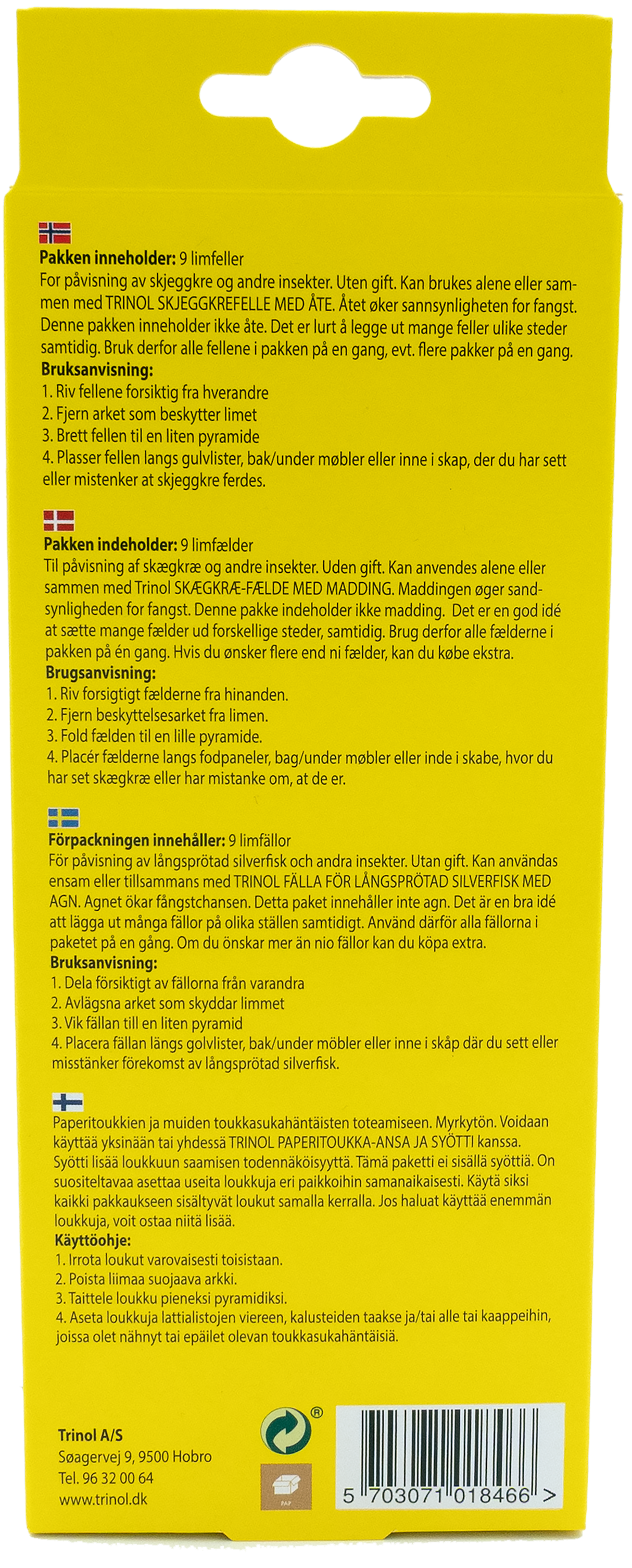 Skægkræfælde / sølvfisk fælde - limfælder, 9 stk.
